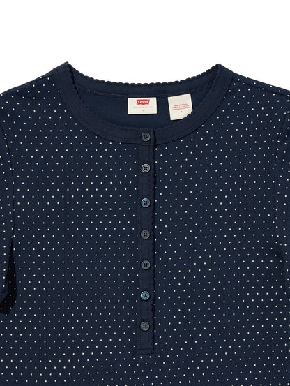 DRY GOODS ポインテール ショートスリーブ ヘンリーネックTシャツ