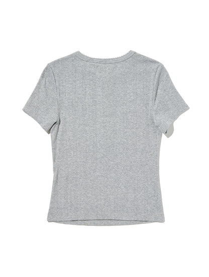 DRY GOODS POINTELLE SS HENLEY SILVER HEATHER GRAY