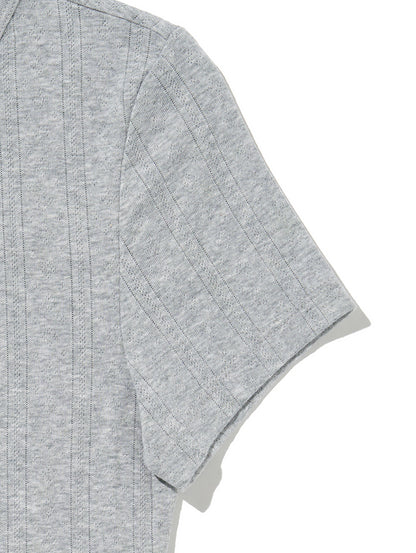 DRY GOODS POINTELLE SS HENLEY SILVER HEATHER GRAY
