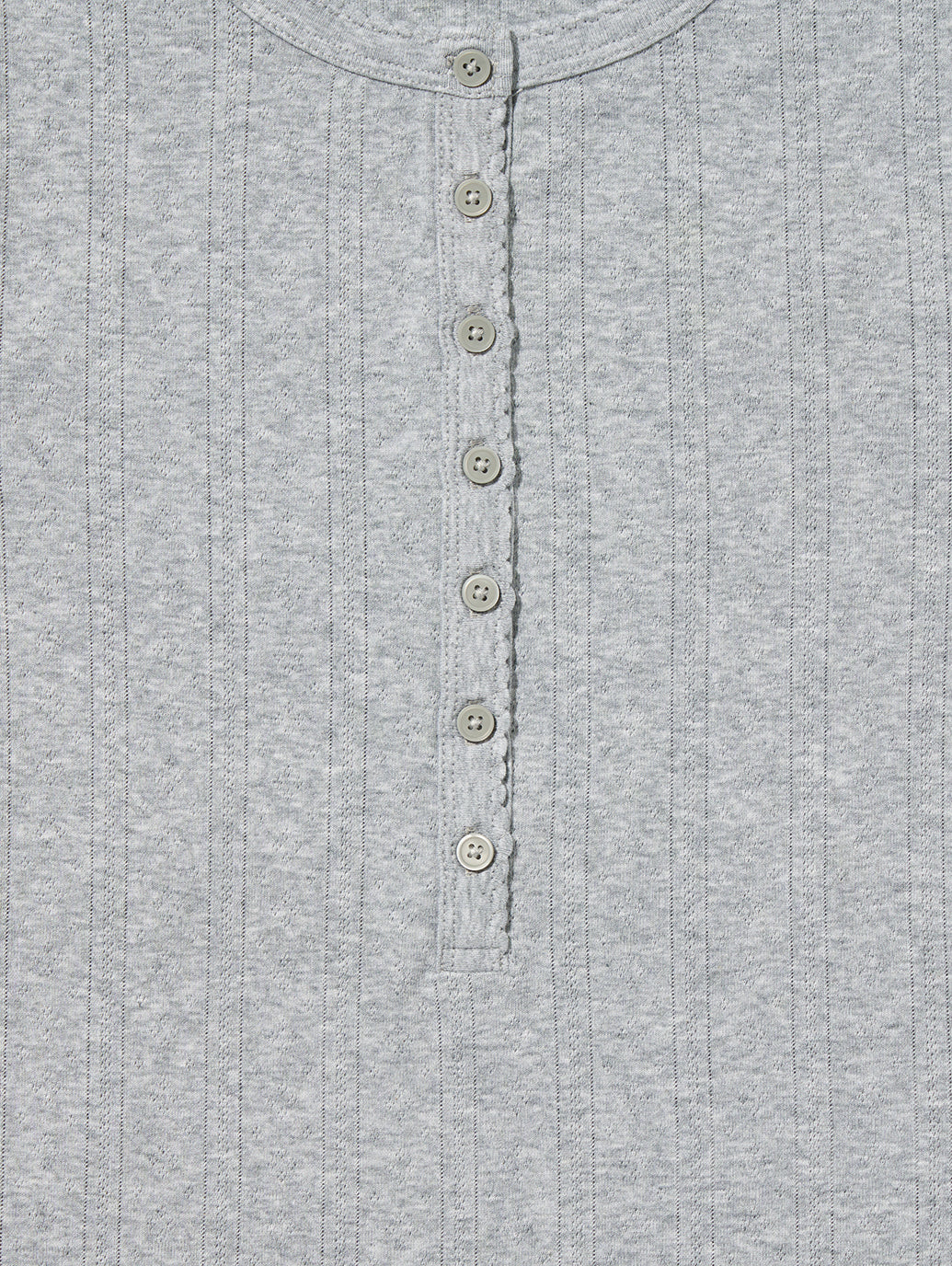 DRY GOODS POINTELLE SS HENLEY SILVER HEATHER GRAY
