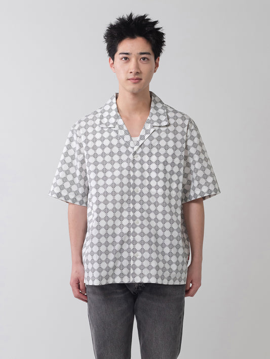 オープンカラー ボックスシャツ