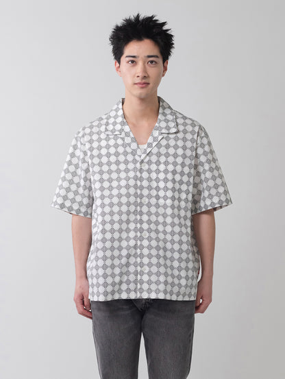 オープンカラー ボックスシャツ