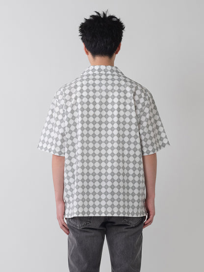 オープンカラー ボックスシャツ