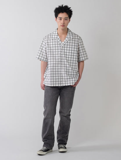 オープンカラー ボックスシャツ