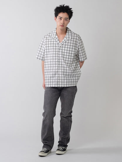 オープンカラー ボックスシャツ