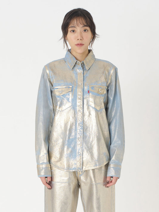 ウエスタンシャツ シルバー OPTICAL ILLUSION TOP