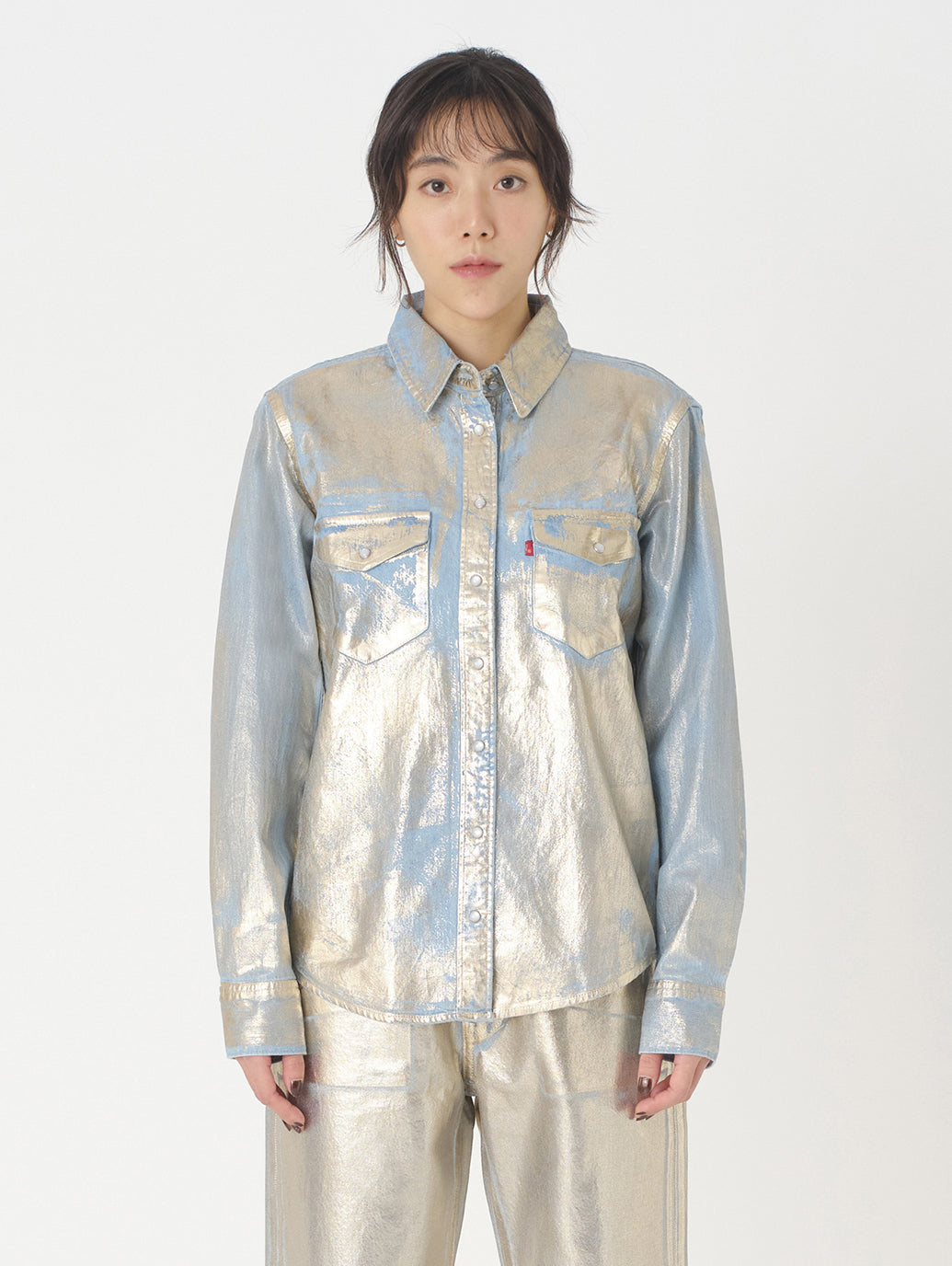 ウエスタンシャツ シルバー OPTICAL ILLUSION TOP