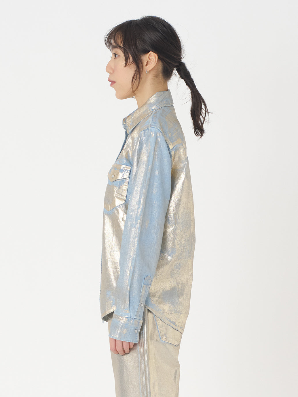 ウエスタンシャツ シルバー OPTICAL ILLUSION TOP