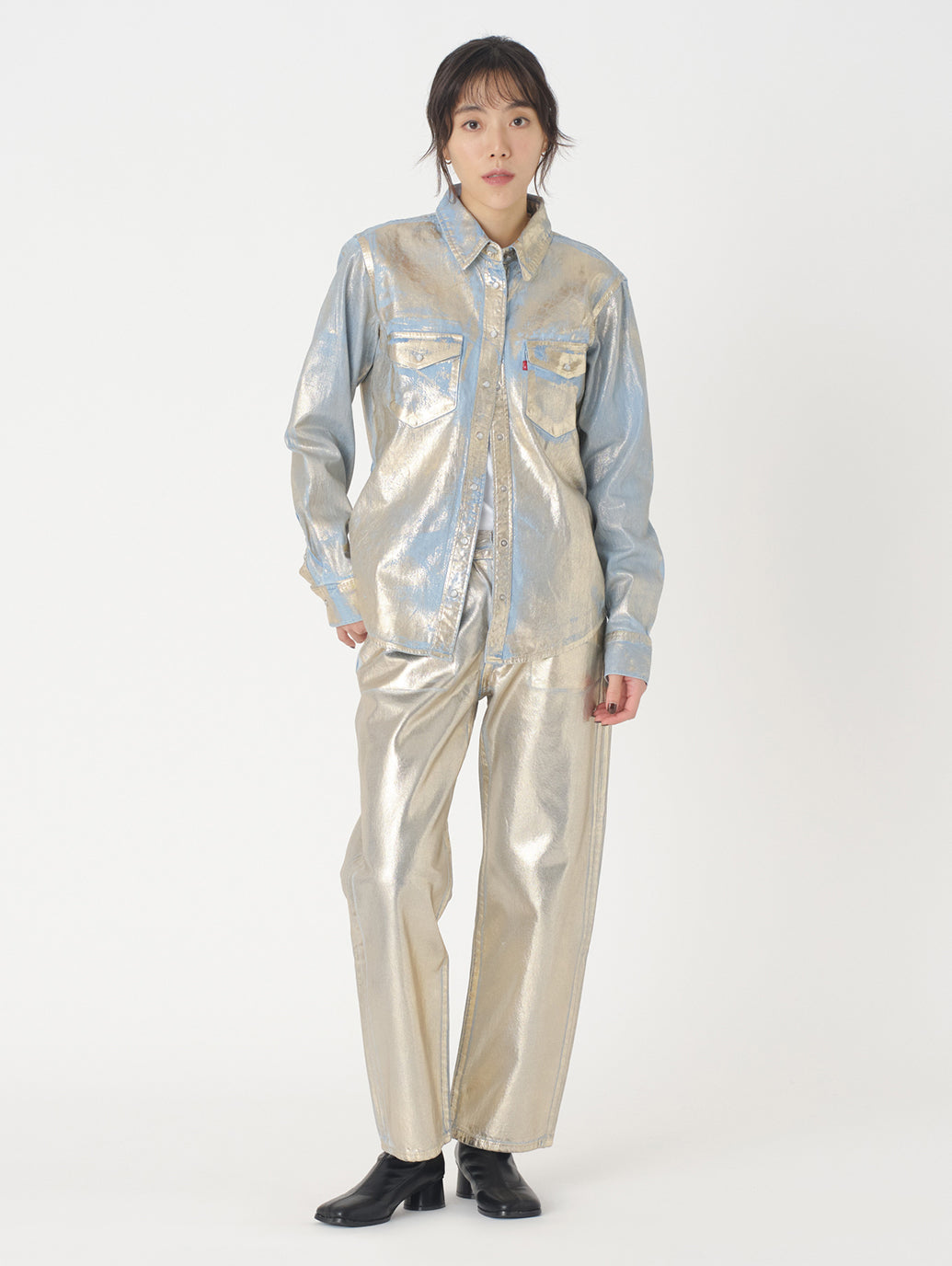 ウエスタンシャツ シルバー OPTICAL ILLUSION TOP