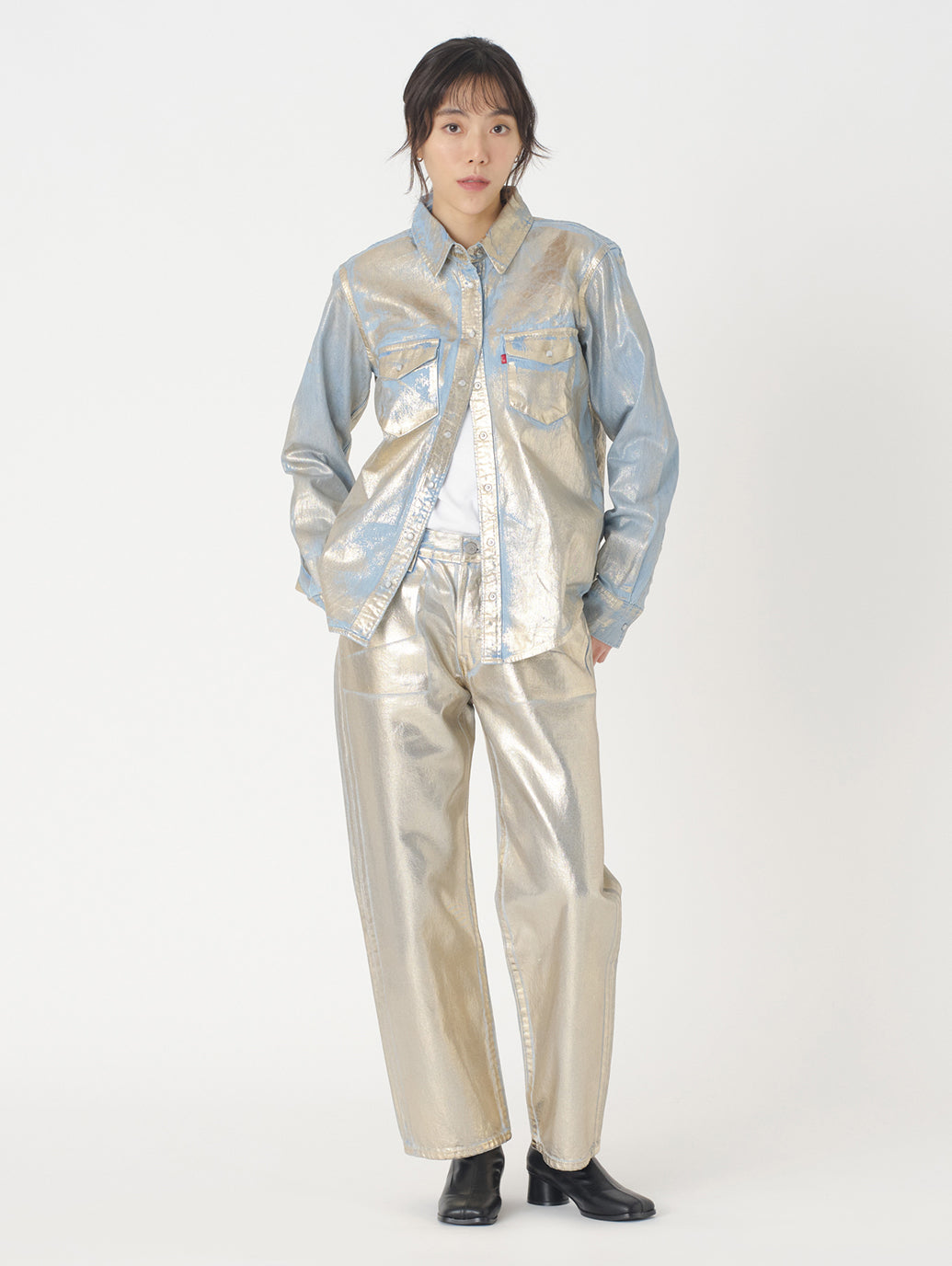 ウエスタンシャツ シルバー OPTICAL ILLUSION TOP