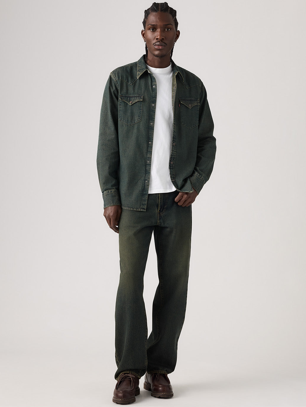 568™ ルーズストレートジーンズ グリーン