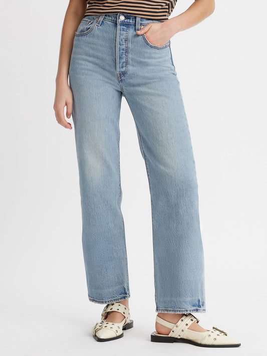 RIBCAGE ストレート アンクル ジーンズ ミディアムインディゴ