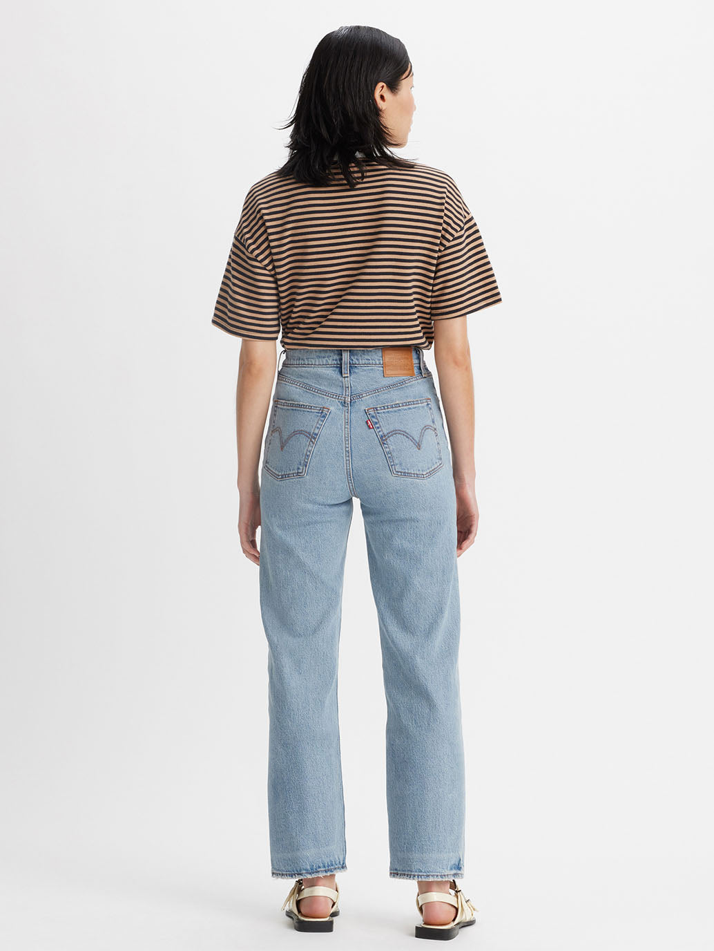 RIBCAGE ストレート アンクル ジーンズ ミディアムインディゴ