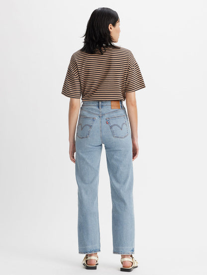 RIBCAGE ストレート アンクル ジーンズ ミディアムインディゴ