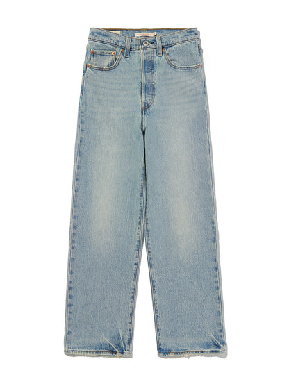 RIBCAGE ストレート アンクル ジーンズ ミディアムインディゴ