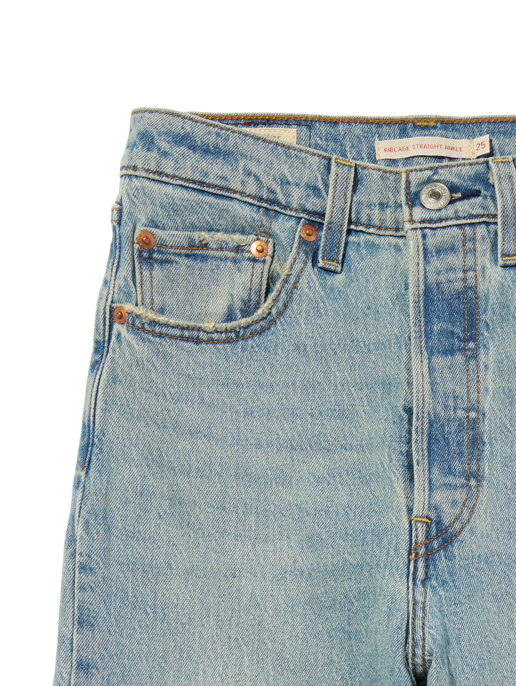 RIBCAGE ストレート アンクル ジーンズ ミディアムインディゴ
