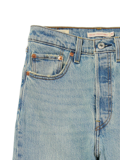 RIBCAGE ストレート アンクル ジーンズ ミディアムインディゴ