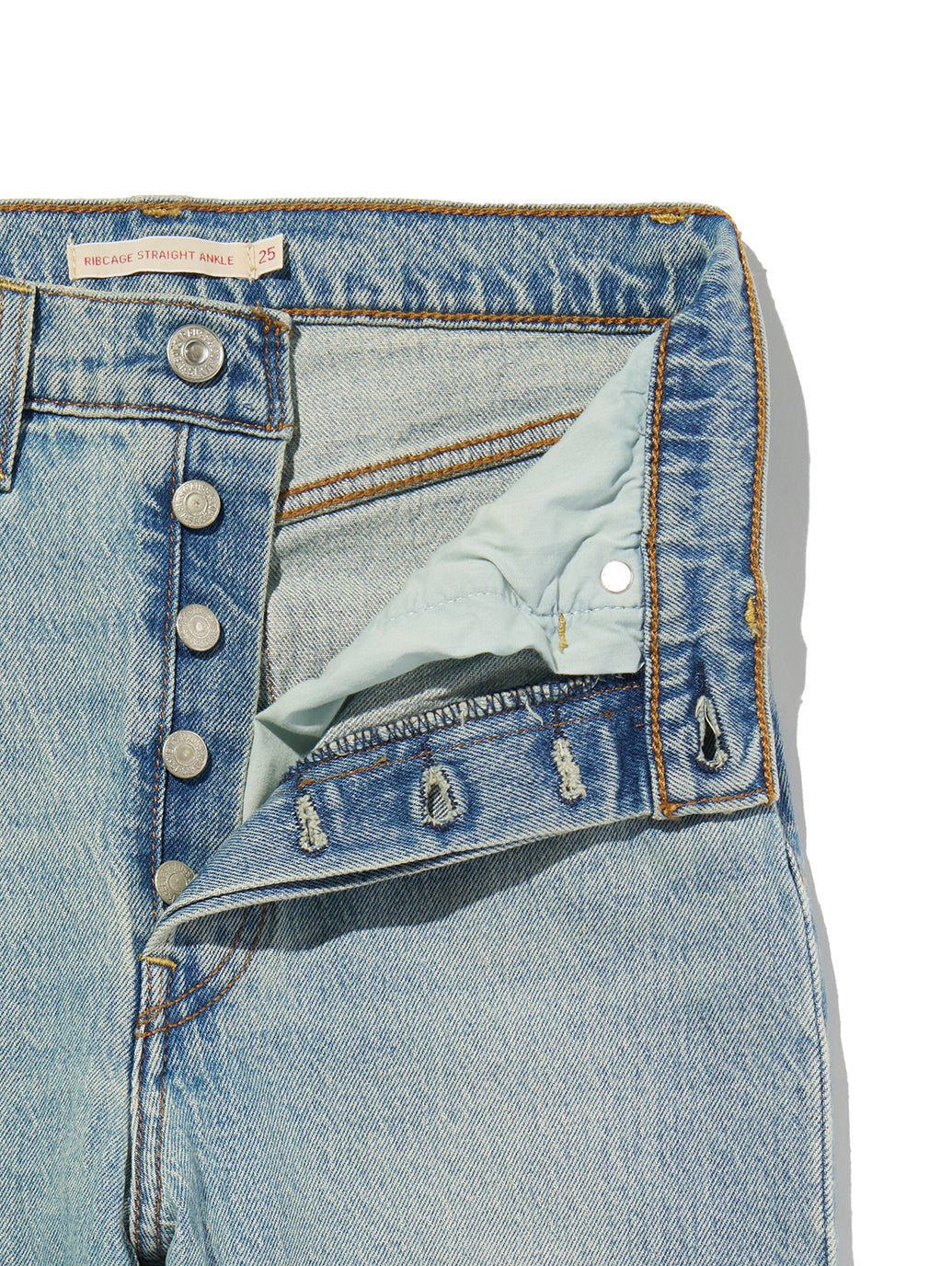 RIBCAGE ストレート アンクル ジーンズ ミディアムインディゴ