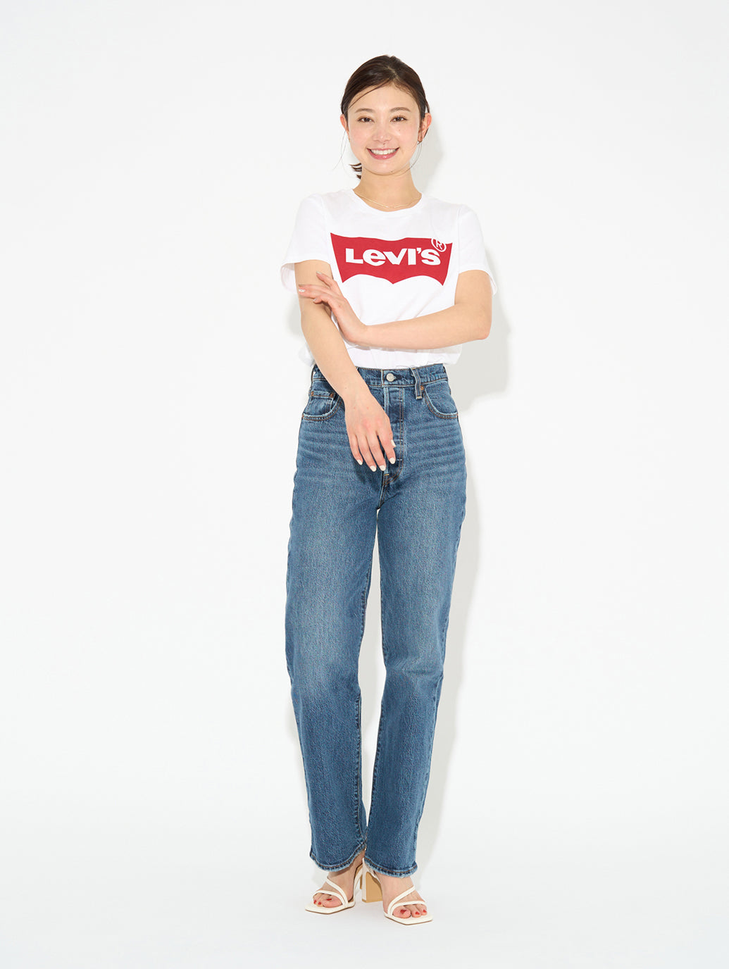 RIBCAGE ストレートジーンズ ミディアムインディゴ