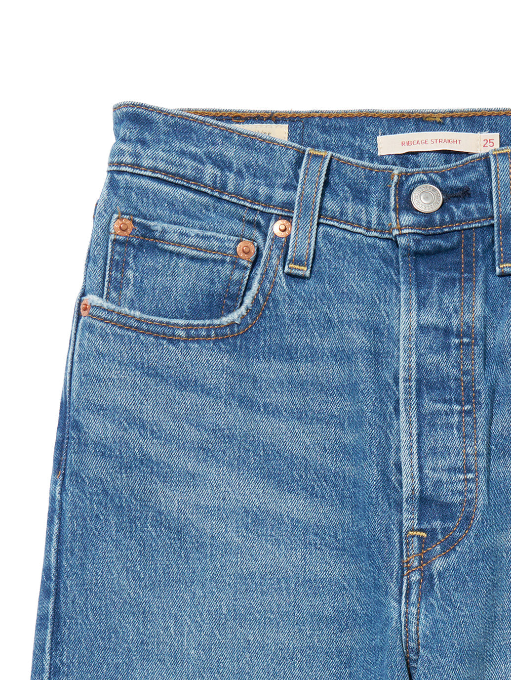RIBCAGE ストレートジーンズ ミディアムインディゴ