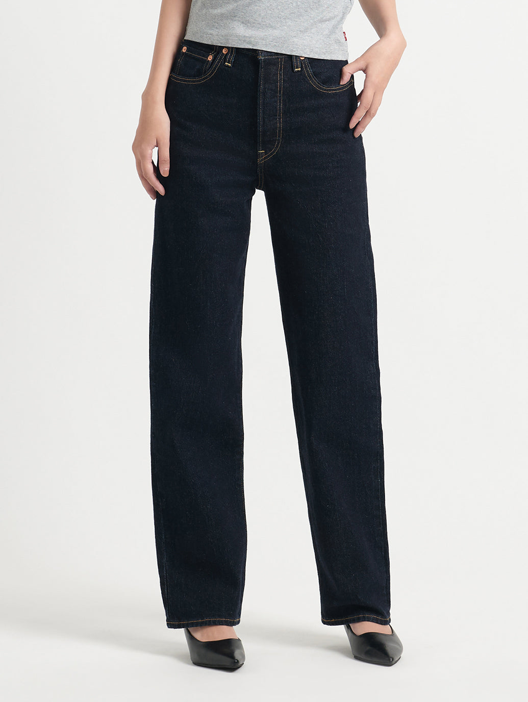 RIBCAGE ストレートジーンズ ダークインディゴ