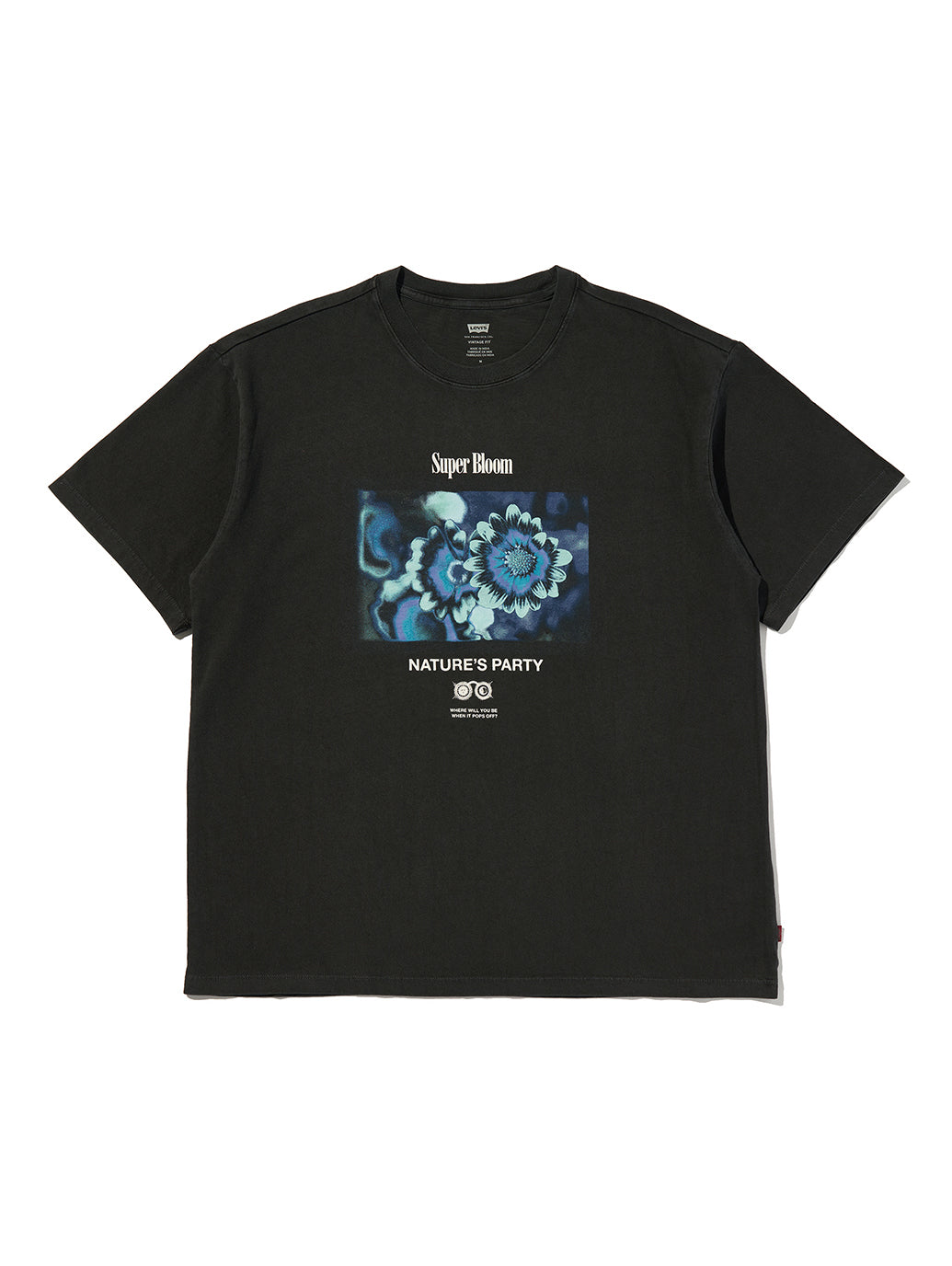 VINTAGE FIT GRAPHIC TEE SUPER BLOOM 2 JET BLACK