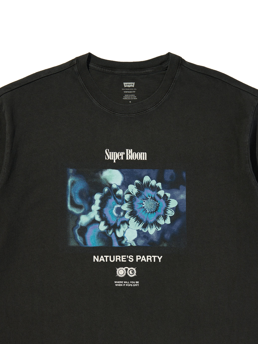 VINTAGE FIT GRAPHIC TEE SUPER BLOOM 2 JET BLACK