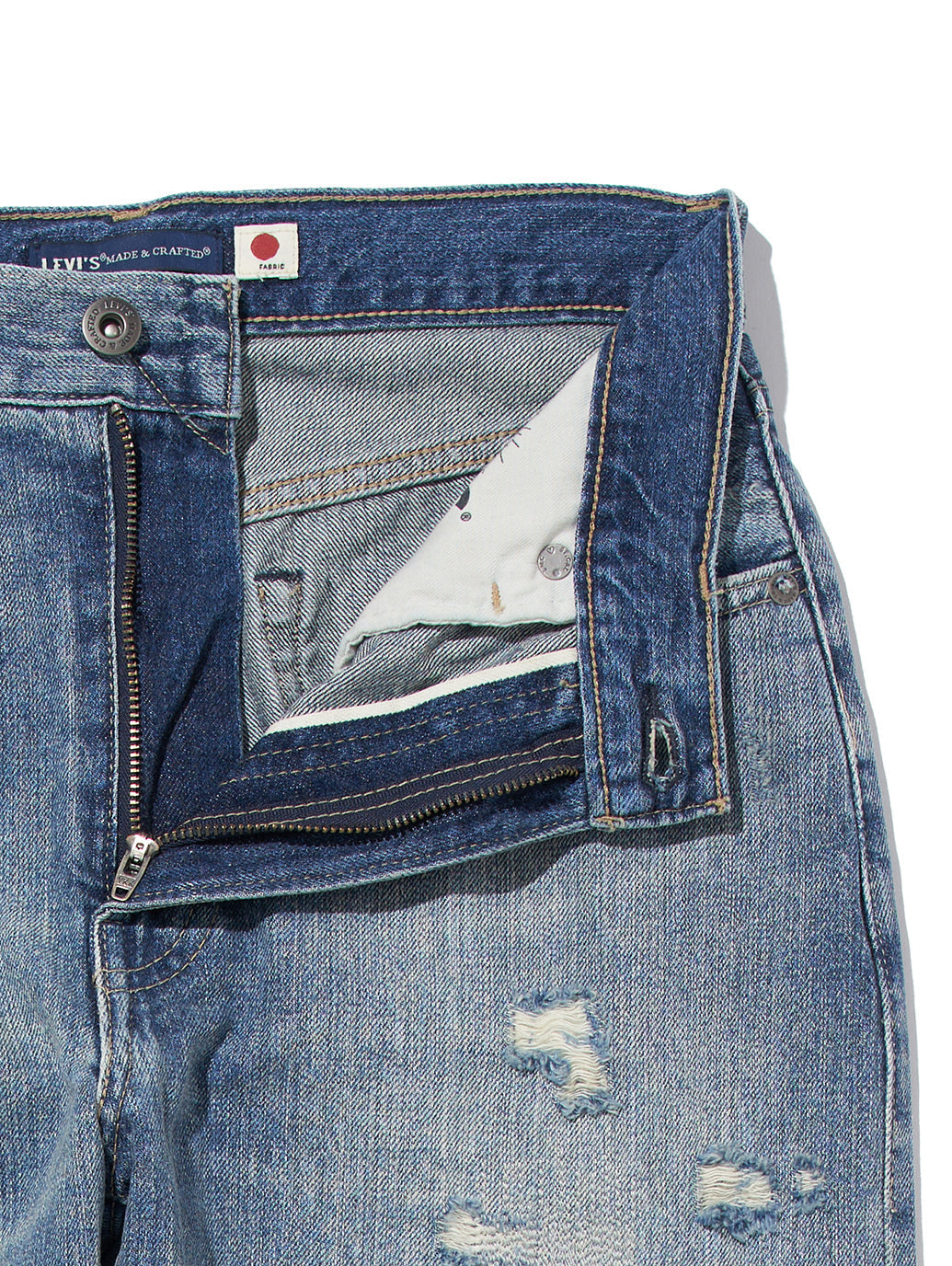 LEVI'S® MADE&CRAFTED® ハイライズ BORROWED FROM THE BOYS KIRUTO MOJ インディゴ DESTRUCTED
