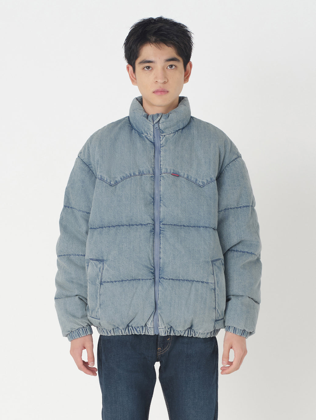 スーパーデニムダウンジャケット ミディアムインディゴ SLIGHTLY