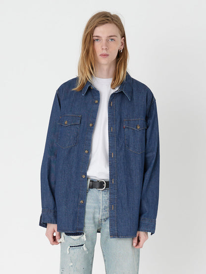 リラックスフィット ウエスタンシャツ インディゴ RINSE