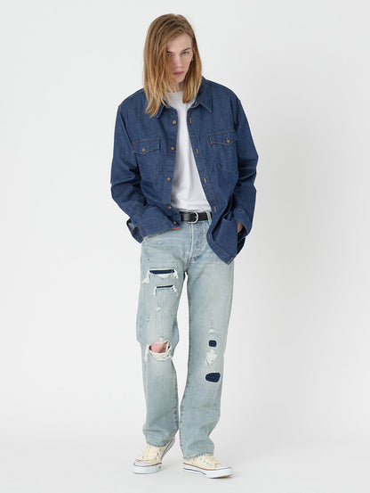 リラックスフィット ウエスタンシャツ インディゴ RINSE