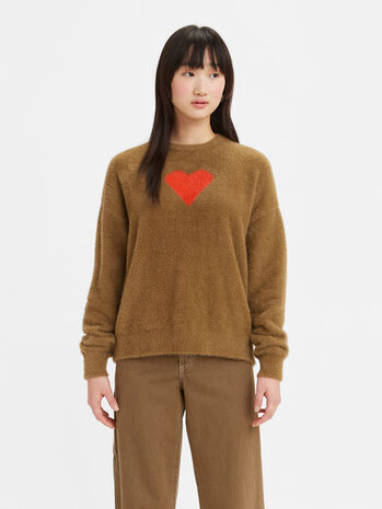 HOMESICK SWEATER HEART JACQUARD SEPIA&VAILIANT POPPY