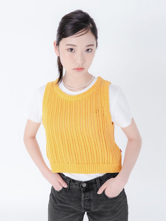ニットベスト イエロー AMBER YELLOW
