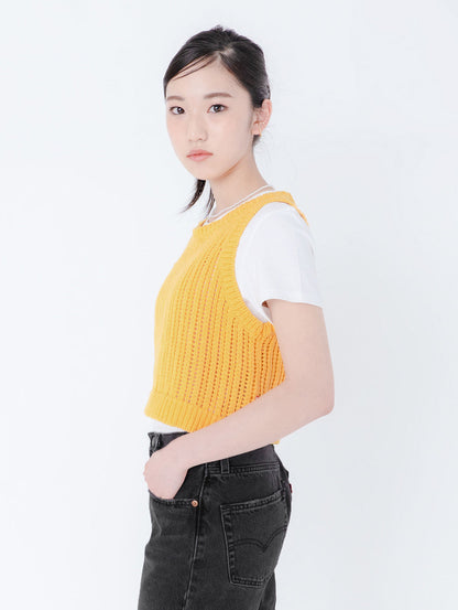 ニットベスト イエロー AMBER YELLOW