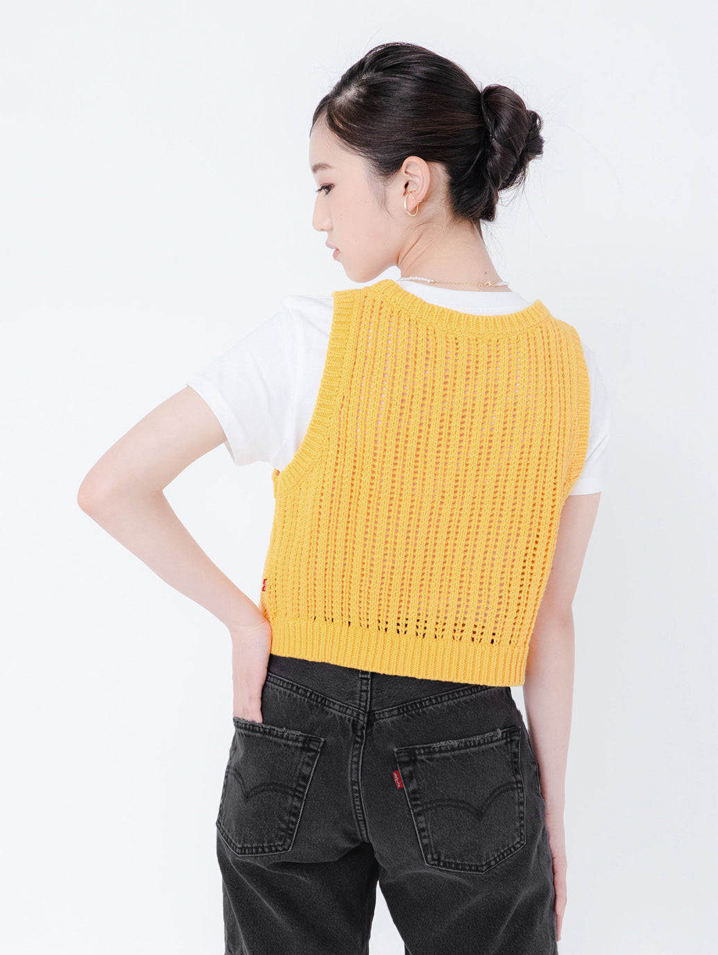 ニットベスト イエロー AMBER YELLOW