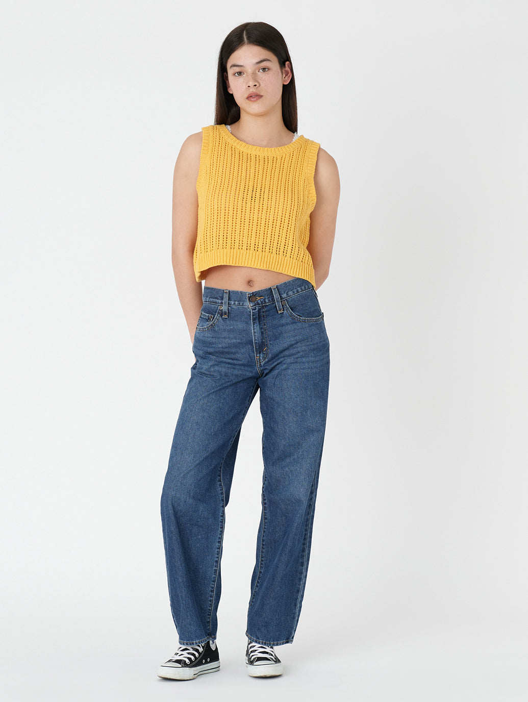 ニットベスト イエロー AMBER YELLOW