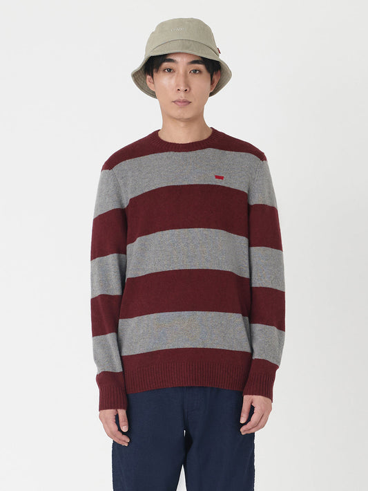 クルーネックセーター レッド CALLOWAY STRIPE