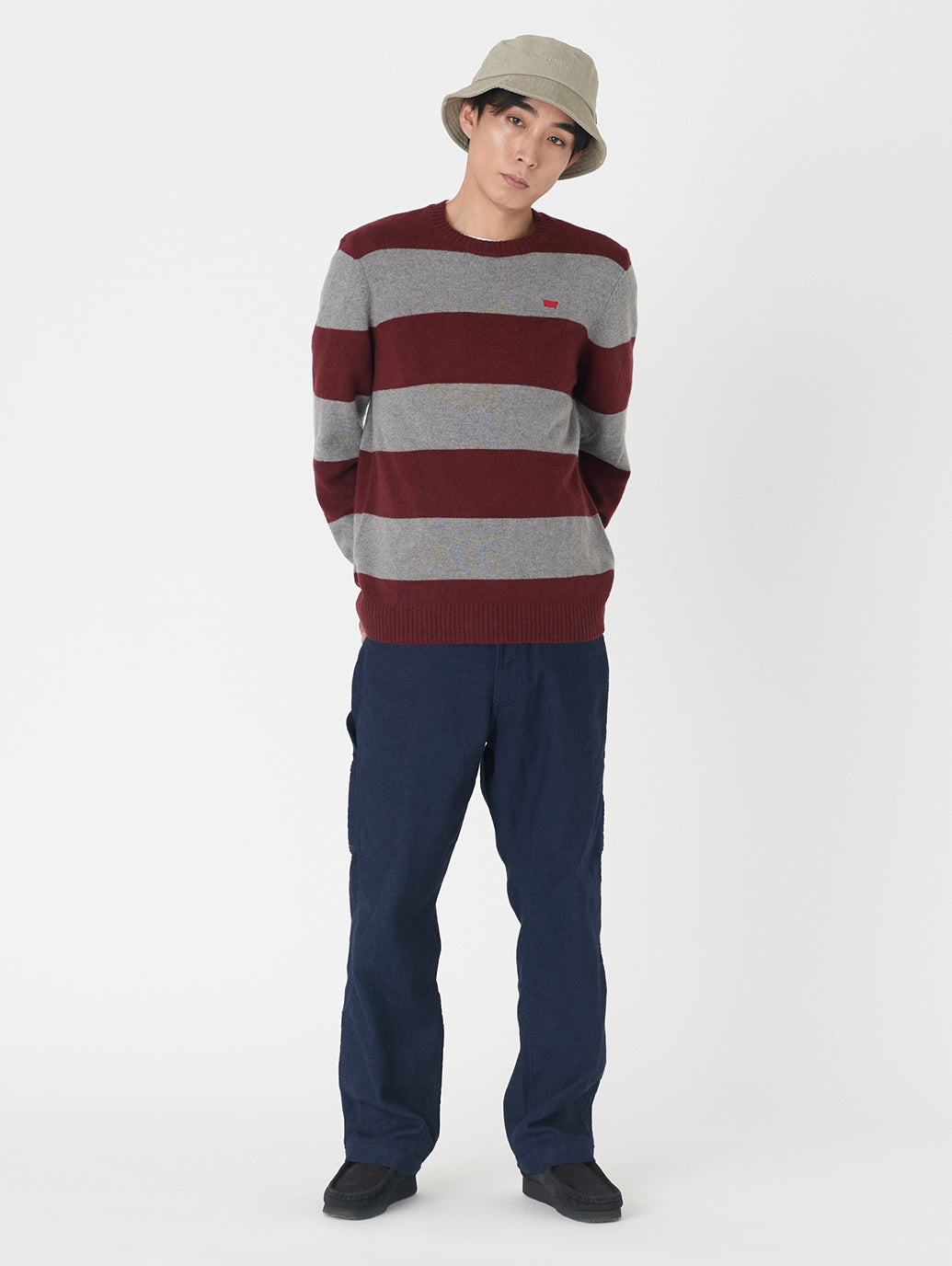 クルーネックセーター レッド CALLOWAY STRIPE