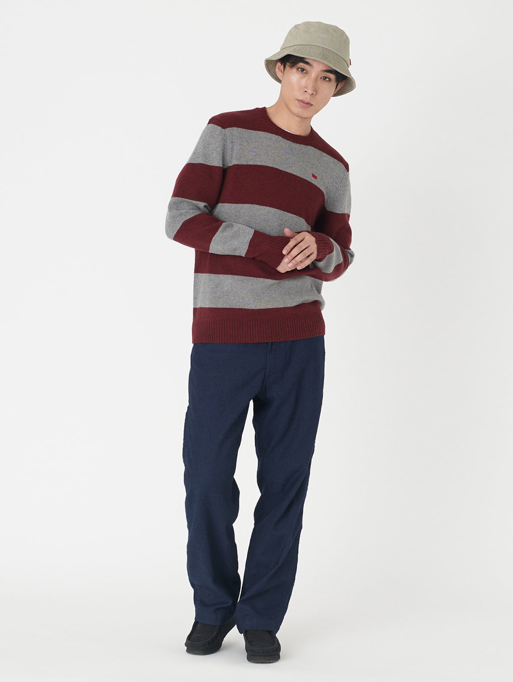 クルーネックセーター レッド CALLOWAY STRIPE