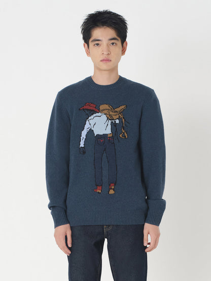 クルーネックセーター ブルー SADDLEMAN