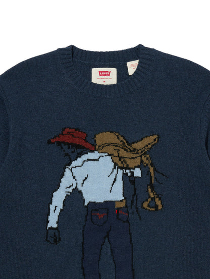 クルーネックセーター ブルー SADDLEMAN