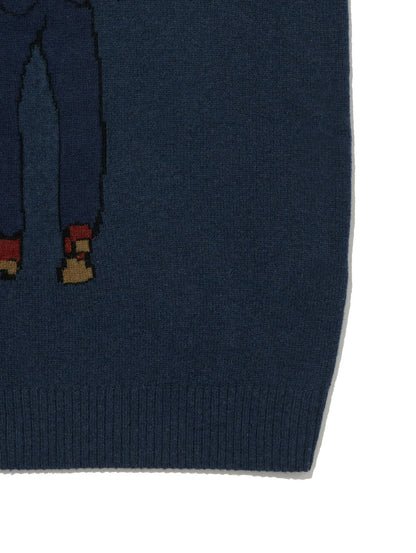 クルーネックセーター ブルー SADDLEMAN