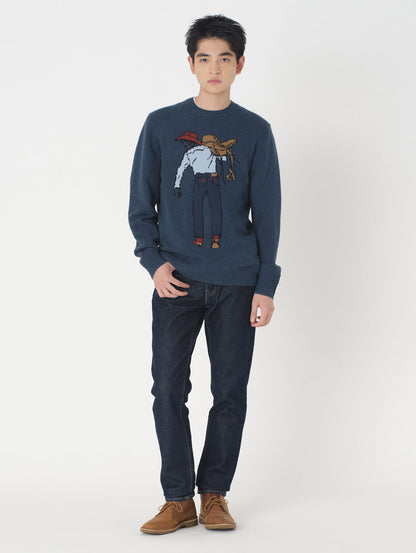 クルーネックセーター ブルー SADDLEMAN