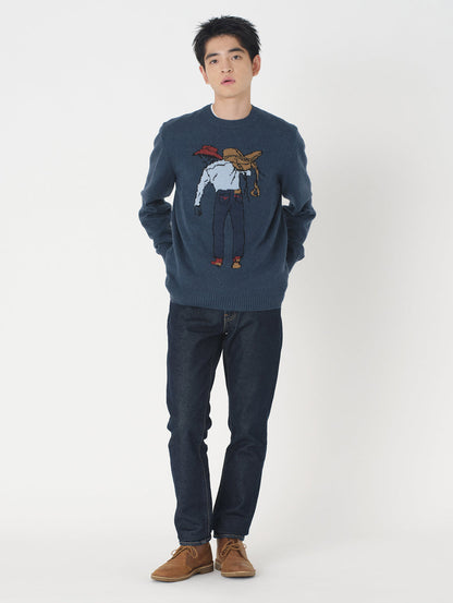 クルーネックセーター ブルー SADDLEMAN