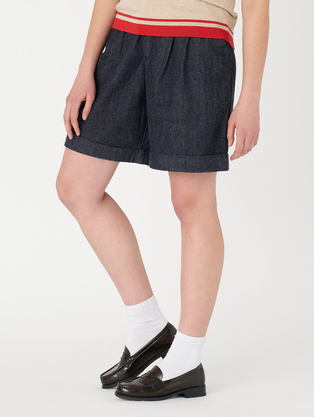 LEVI'S® MADE&CRAFTED® プリーツ ショーツ SKYLINE MOJ ダークインディゴ STONEWASH