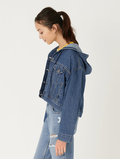 SILVERTAB™ フーデッド トラッカージャケット ミディアムインディゴ STONEWASH