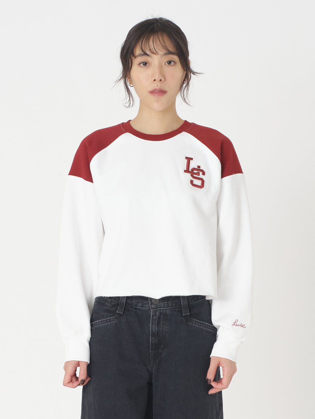 グラフィック クルーネック 長袖カットソー ホワイト MONOGRAM BRIGHT