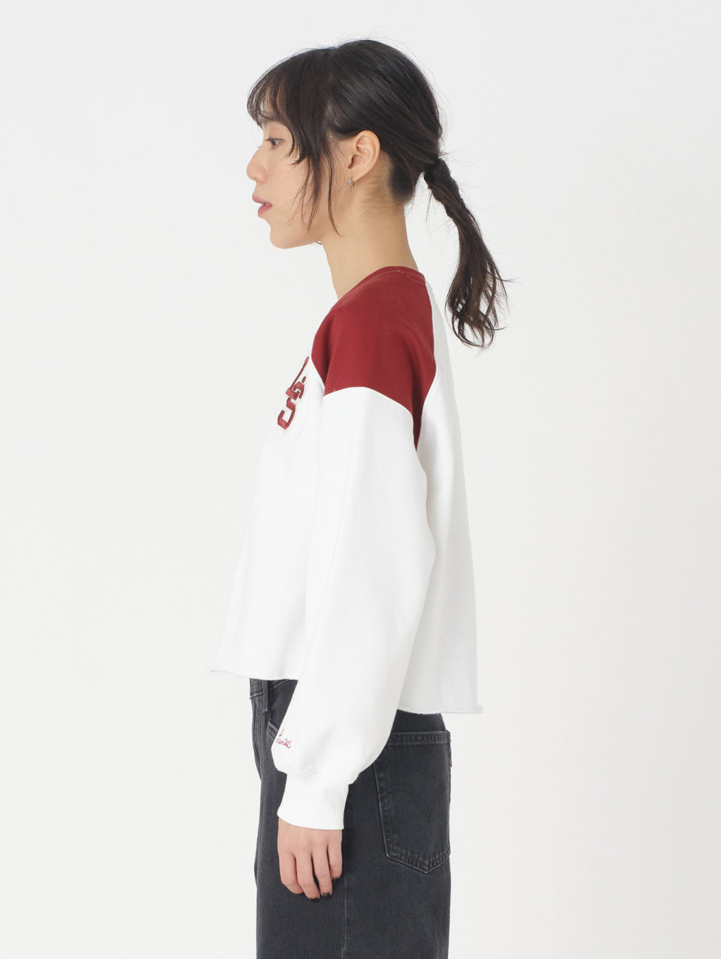 グラフィック クルーネック 長袖カットソー ホワイト MONOGRAM BRIGHT