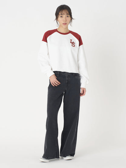 グラフィック クルーネック 長袖カットソー ホワイト MONOGRAM BRIGHT