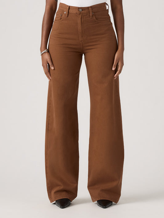 RIBCAGE WIDE LEG ジーンズ ブラウン